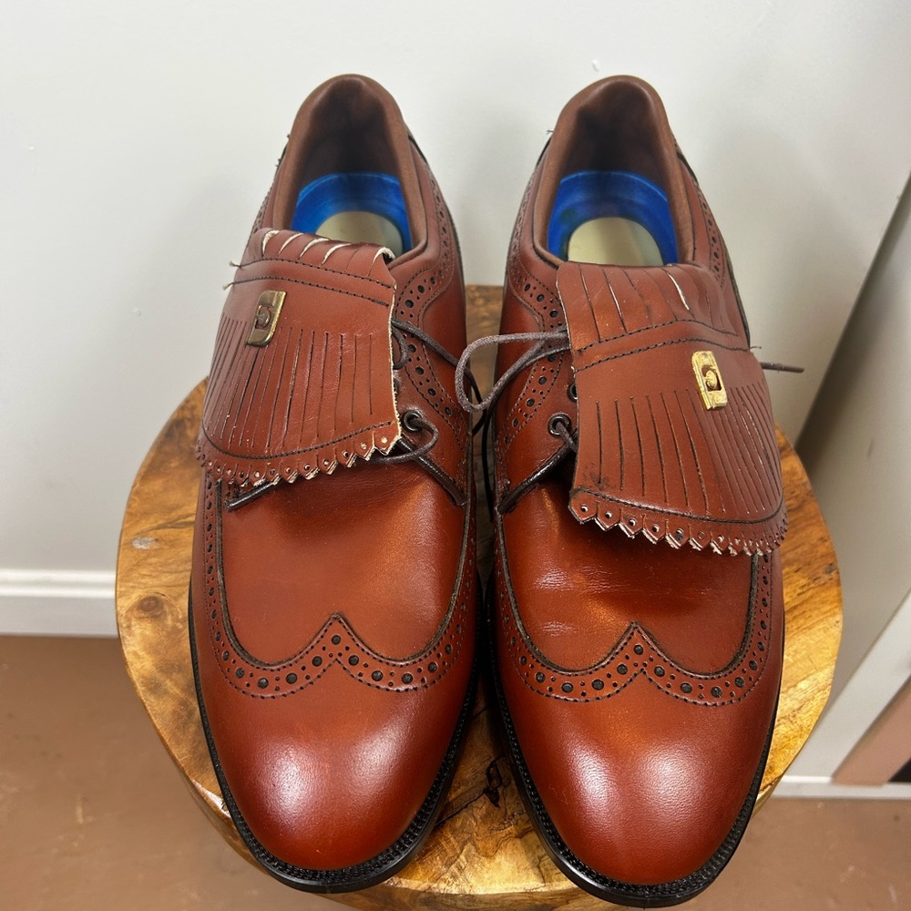 FootJoy Size 8 1/2 Brown Golf Shoe Wing Tip Leather Kiltie 59162 - Picture 2 of 12